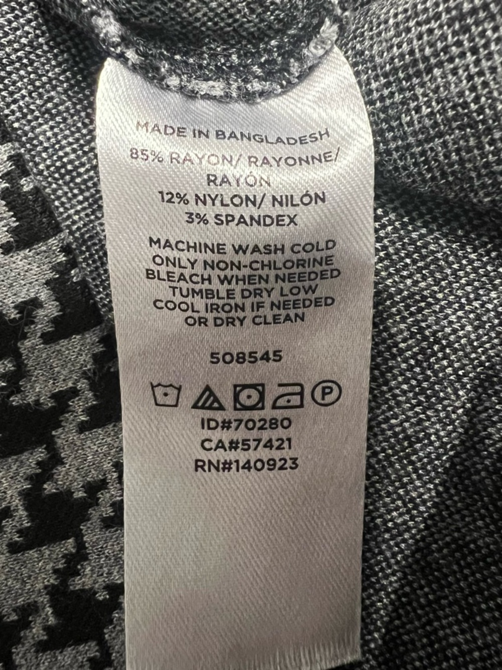 LOFT Outlet Black Gray Houndstooth Leggings Size L - Picture 6 of 6
